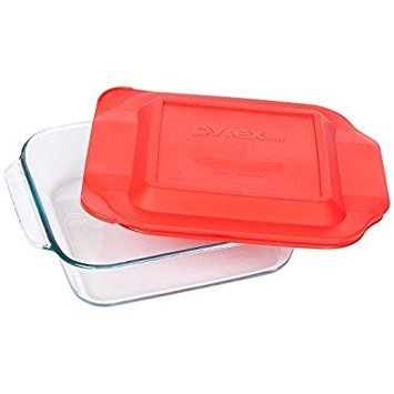 Pyrex Basics 3 Quart Glass Oblong Baking Dish, Clear 8.9 inch x 13.2 inch - 3