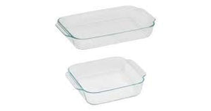 Pyrex Basics Clear Oblong Glass Baking Dishes, 2 Piece Value Plus Pack Set