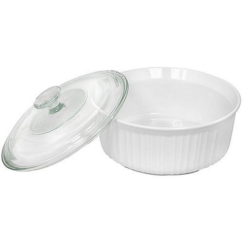 CorningWare French White 2-1/2-Quart Round Casserole Dish with Glass Cover