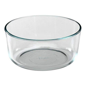 Pyrex Storage Plus 7-Cup Round Glass Food Storage Dish, Blue Cover, Pack of 2