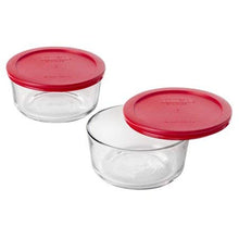 Load image into Gallery viewer, Pyrex Storage 4-Cup Round Dish with red plastic lids(Pack of 2 Containers)