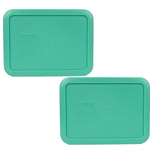 Pyrex Rectangular 3 Cup (750ml) Plastic Storage Cover (2, Green)