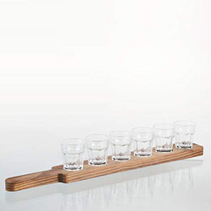 Shot Glasses with Wooden Tray, 6 glasses, 1 ounce each, Great Gift