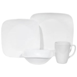 Corelle Square Pure White 16-Pc Set W/ Bonus 10-Oz Bowls