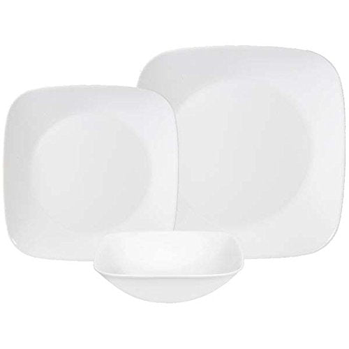 Corelle Square Pure White 18-Piece Dinnerware Set, Service for 6