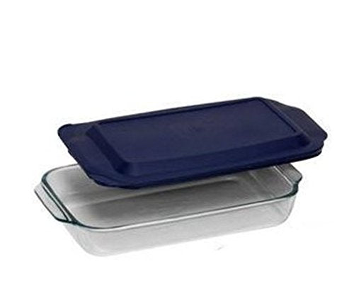 PYREX 3QT Glass Baking Dish with Blue Cover 9