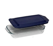 Load image into Gallery viewer, PYREX 3QT Glass Baking Dish with Blue Cover 9&quot; x 13&quot; (Pyrex)