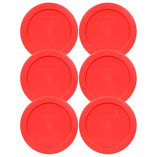 Pyrex 7200-PC Red Round 2 Cup Storage Lid for Glass Bowl (6, Red)