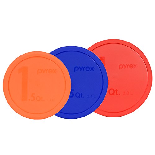 Pyrex (1) 326-PC 4qt Red (1) 325-PC 2.5qt Blue (1) 323-PC 1.5qt Orange Mixing Bowl Lids - 3 Pack