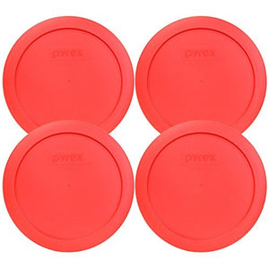 Pyrex 7201-PC Round Red 6.5" 4 Cup Lid for Glass Bowl 4 Pack