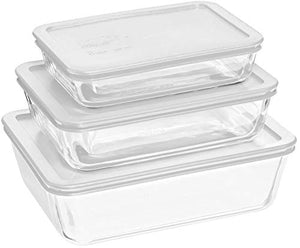 Pyrex Rectangular Food Storage, White, (6 Pack)