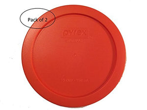 Pyrex Orange 2 Cup 4.5" Round Storage Cover 7200-PC for Glass Bowls - 2 Pack