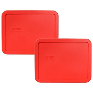 Pyrex 7211-PC Red 6 Cup Rectangular Plastic Lid (2 Pack)