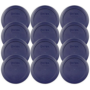 Pyrex 2 Cup Blue Round Storage Lid/Cover #7200-PC for Glass Mixing Bowls - 12 Pack