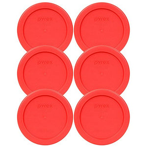 Pyrex 7202-PC Red Round Storage Lids - 6 Pack