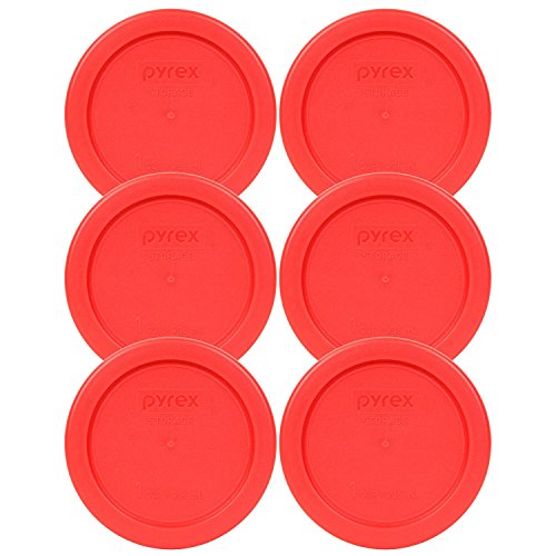 Pyrex 7202-PC Red Round Storage Lids - 6 Pack