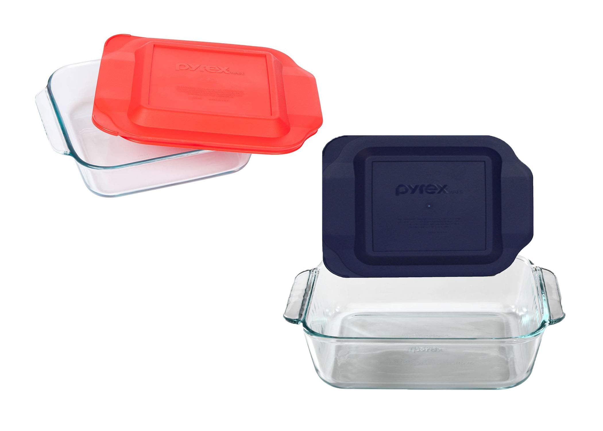 Pyrex Basics 8 Square with red cover (2 PACK)