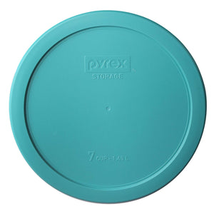 Pyrex Simply Store 7-Cup Round Glass Food Storage Dish, Turquoise Cover, 2 Pack