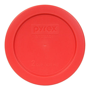 Pyrex 2 Cup Round Storage Cover #7200-pc for Glass Bowls (Pack of 4) - Red Color