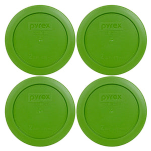 Pyrex 7200-PC Round 2 Cup Storage Lid for Glass Bowls (4, Lawn Green)