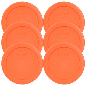 Pyrex 7200-PC Round 2 Cup Storage Lid for Glass Bowls (6, Orange)