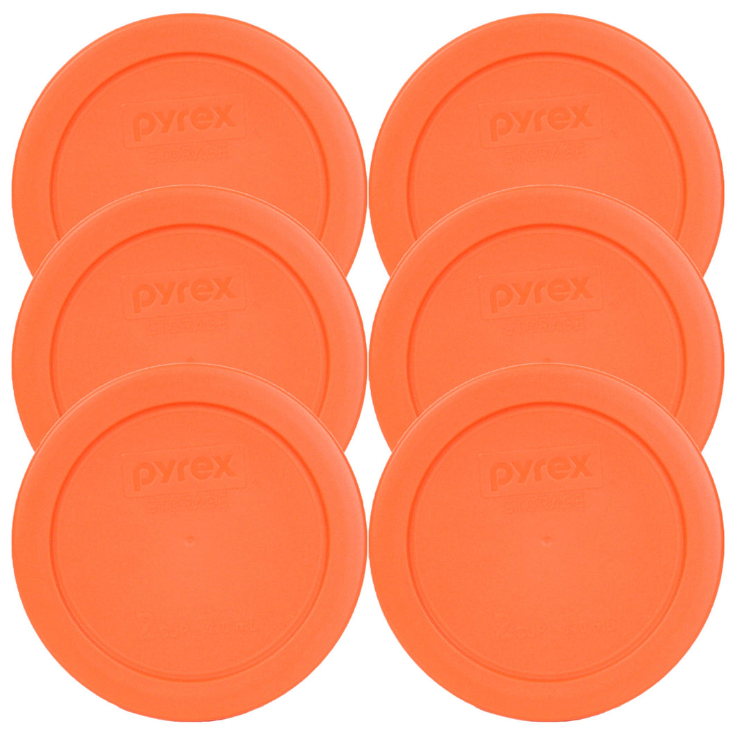 Pyrex 7200-PC Round 2 Cup Storage Lid for Glass Bowls (6, Orange)